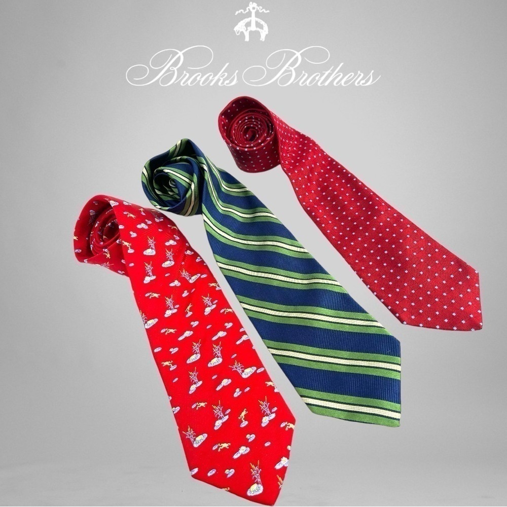 Set of 3 Handsome BROOKS BROTHERS Silk Mens Tie